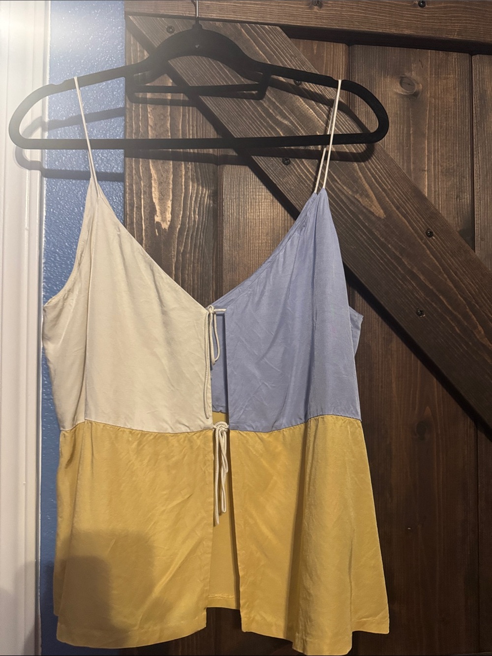 Rebecca Taylor Colorblock Yellow Blue Cream Silk Camisole